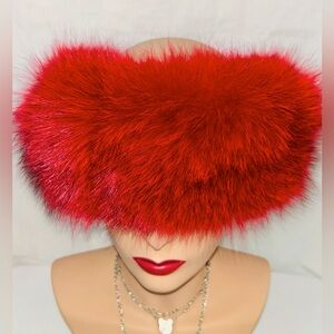 Red Faux Fur Hat Headband